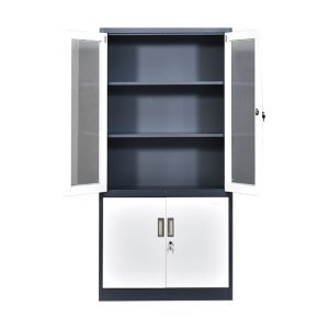 0.14cbm Glass Steel Office Cupboard With Adjustable Shelves