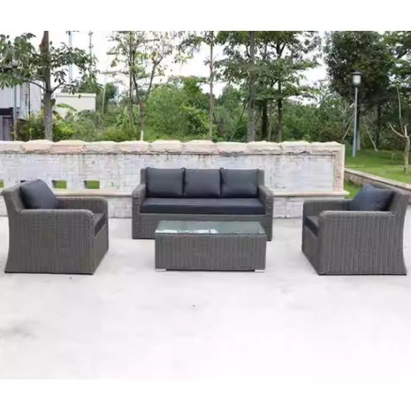 3 Seater Rattan Outdoor Sofa Terrace Furniture Garden Rope Leisure Black Wicker
