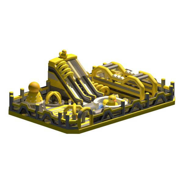 Buy Park Large Yellow Inflatable Castles With Slides Obstacles Course at wholesale prices