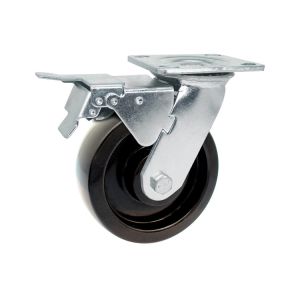 Swivel Plate Heavy Duty Casters Trolley Wheels With Side Lock 125x50mm Black