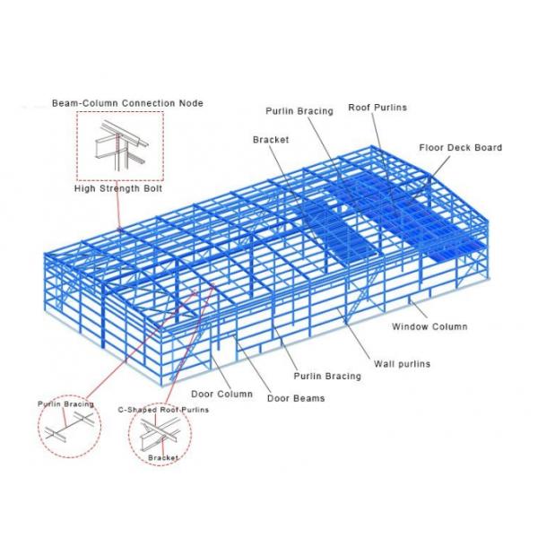 Custom Steel Truss Roof Warehouse Q235B Q355B Prefabricated Structure