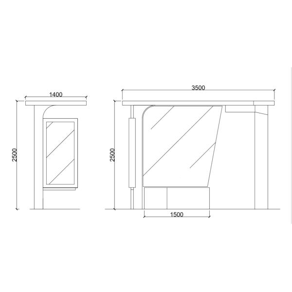 Public Street 600mm Height ISO14001 Smart Bus Shelter