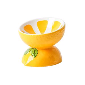 Anti Overturning Raised Ceramic Cat Bowl Rounded Shape Sustainable