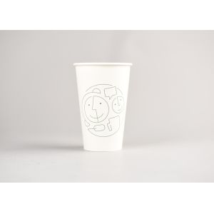 Custom Printed White Paper Coffee Cups 16oz Biodegradable FDA Approved