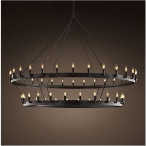 Black 9/12/15/18/27/33 pcs E14 candle chandelier retro iron restaurant kitchen