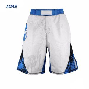 Flocking Embroidery Spandex Polyester Shorts MMA Sublimated black Custom