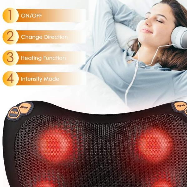 Hotel Heated Vibrating Pillow Homedics Rechargeable Shiatsu Heated Massage