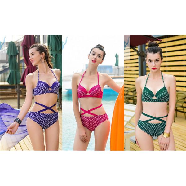 Buy Stretchy Mermaid Two Piece Bathing Suit Breathable Adjustable Halter Straps at wholesale prices