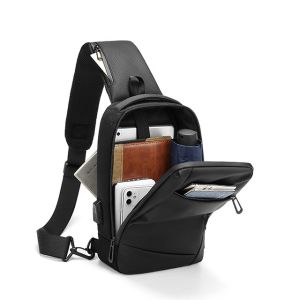 Black Gray 5L Shoulder Crossbody Mens Chest Sling Bag 0.53KG