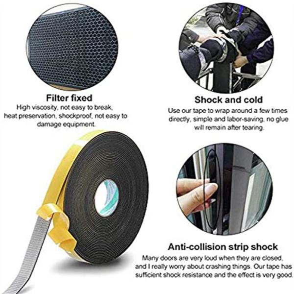 White High Density Rubber Foam Weather Stripping Tape 5m/Roll