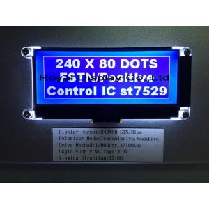 Custom FSTN/Stn 240X80 DOT 3.3V Positive Transflective ST7529 Cog LCD Display