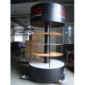Permanent MDF Wooden Branded Display Stands With Graphic Multip Shelves
