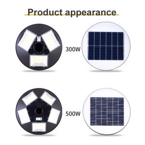 High Bright Lighiting Source UFO Solar Post Light 250W For Garden Lighting