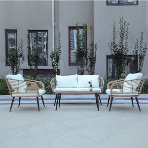 Quality Bistro All Weather Wicker Patio Dining Set 4 Pieces Modern Garden Wicker Sofa for sale