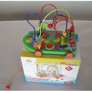 Quality Custom Kids Educational Colorful Fruit PUZ Circle Wire Wooden Bead Toy with Lovable Animal for sale