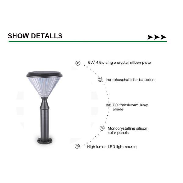 Aluminum Waterproof 3.2V Solar Wall Garden Light 50000H Post Pillar Pathway Decoration