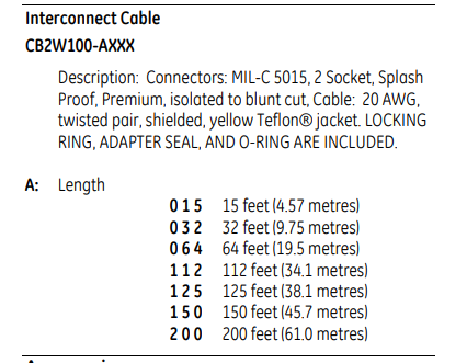 CB2W100-32 Bently Nevada Interconnect Cable 32 Feet 9.75 Metres