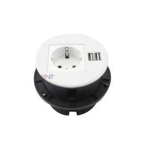 3.54 Inch Cut - Out Hole Desktop Socket With 2 USB Charge 1 AC For Office Home