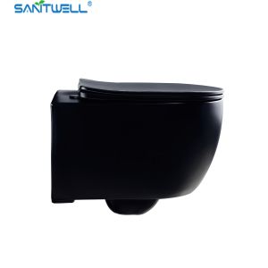 Sanitwell SWJ1125MB Bathroom wc matt black toilet bowl rimless flush