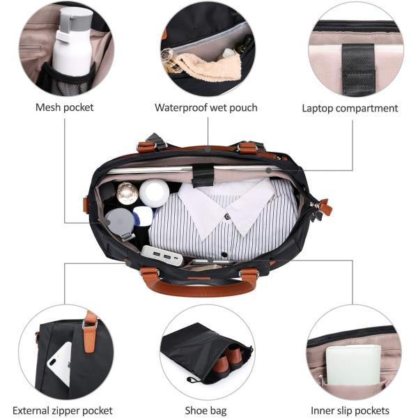 Men Lightweight Duffel Travel Bag For Camping Separated Shoe Pouch 46X20X30CM