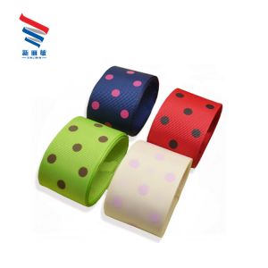 100% Polyester Custom Printed Polka Dots Grosgrain Ribbon with Width as Your