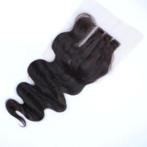 Unproducssed Peruvian Hair 3 Part Natural Color Body Wave 4*4 Lace Closure