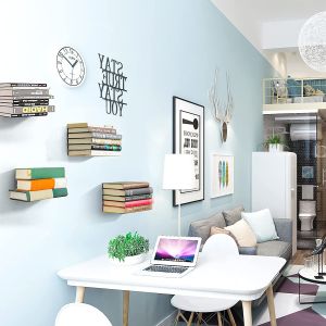 Triangle Bracket Metal Wall Mounted Corner Bookshelf for Multipurpose Library