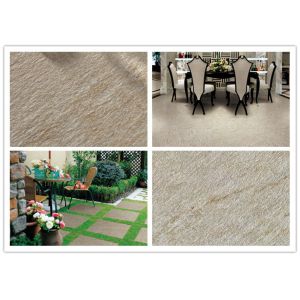 3d Sandstone Glazed Porcelain Tile Floor Acid Resistant Yellow Beige Color