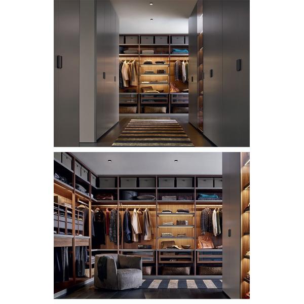Popular Rattan Style Wardrobe , Particleboard Melamin Glass Walk In Closet