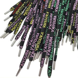 Silk Printing Custom Shoelace Flat 20mm Brown Braided Shoe Laces