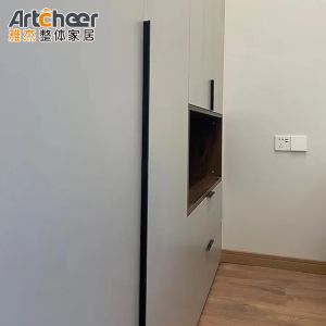 Villa Modern Sliding Alimirah Wooden Glass Combination Wardrobe Clothes