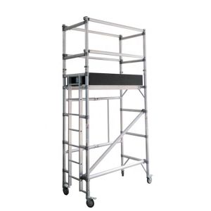 Silver Aluminium Scaffold Tower Customized Mobile Foldable Scaffolding Tower