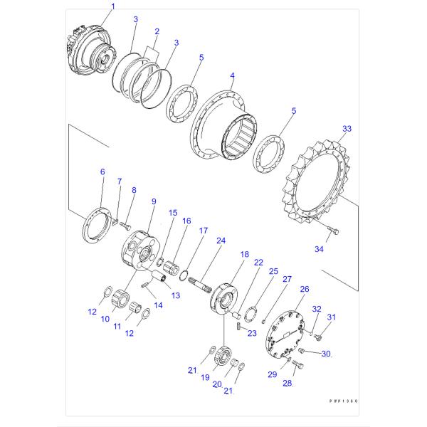 PC200-7 Excavator Travel Gearbox Hydraulic Travel Device 20Y-27-00351