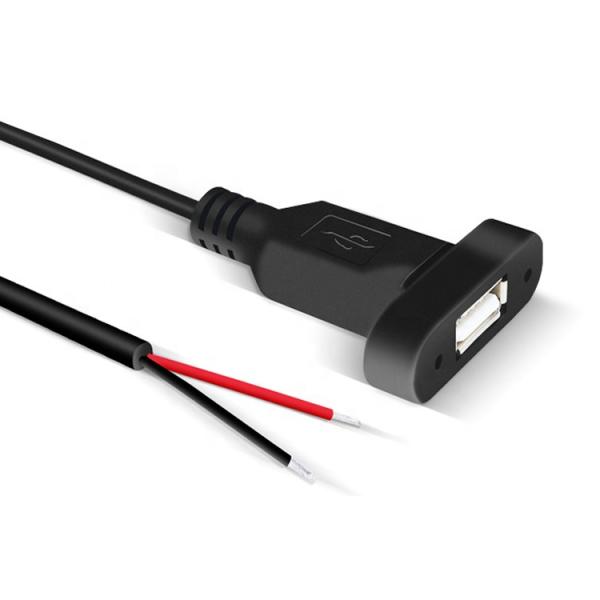 Custom Panel Mount USB A Female to Bare Wire Tinned Open End Cable