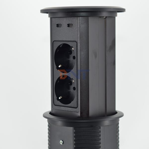 Electric Pop-Up Power Sockets Double side design 4 AC Outlets with dual USB A+C