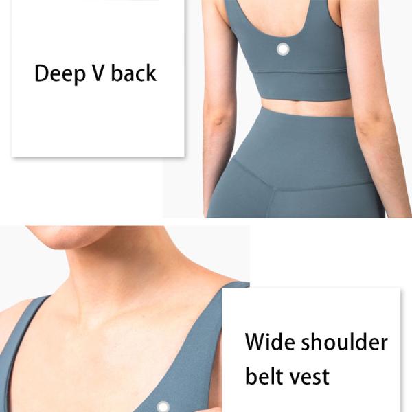 Nylon Spandex Deep V Neck Sports Bra Gathered Skin Friendly