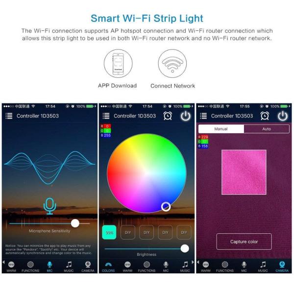 5m 10m SMD 5050 2835 LED Wifi Adapter Smart LED Strip Light