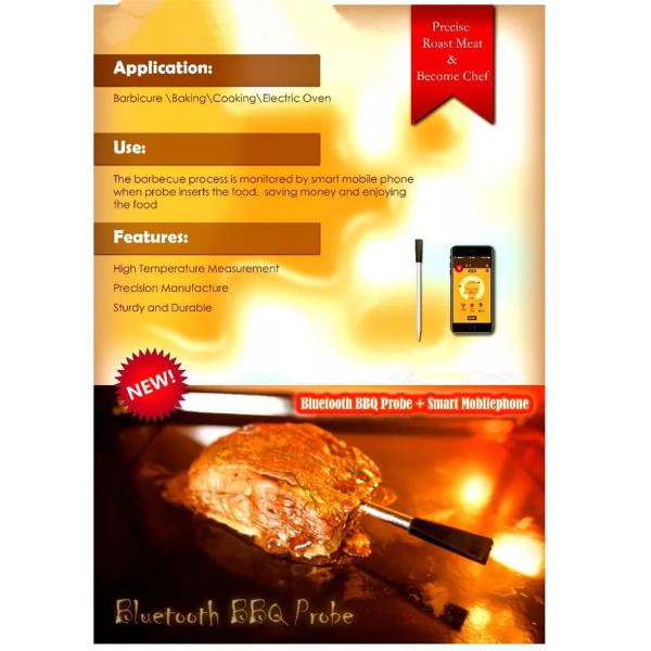 Smart Wireless 165t Bluetooth Food Thermometer Oven Grill Kitchen BBQ Smoker With Magnet