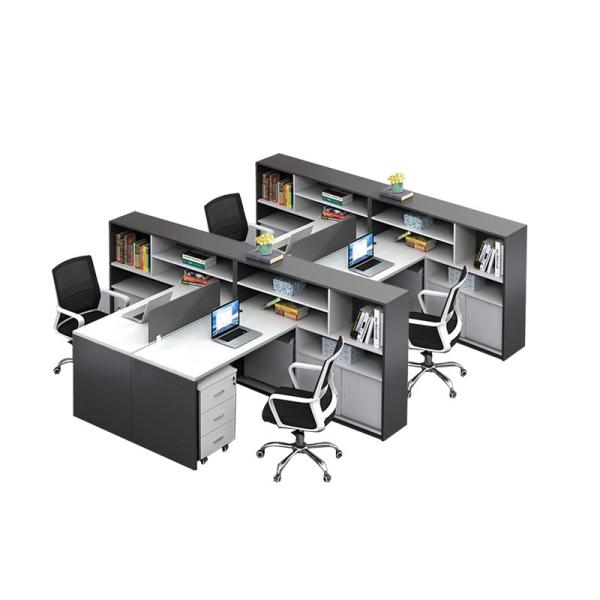 Black And White Office Furniture Staff Table Office Desks Work Station With Drawer