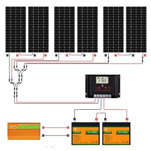 OEM ODM LiFePO4 lithium battery 1200W 24V Solar Power System With 2pcs 100Ah