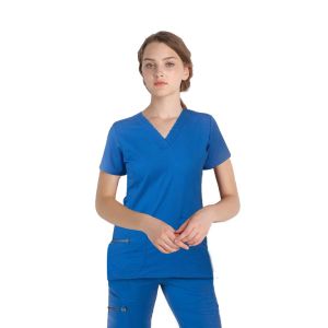 180 GSM Spandex Short Sleeve L Women Plain Woven Scrubs Medical Uniform Wrinkle