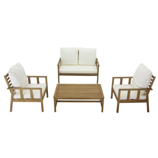 Patio Solid Wood Garden Set Teak Wood Outdoor Furniture Sofa Set Garden Lounge Chair
