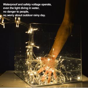 Copper 9.85ft Curtain Wedding Party LED Solar String Lights