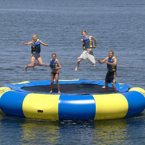 Yellow Inflatable Water Park Toys / Outdoor Inflatable Water Trampoline 5.2*5.2*0.9M