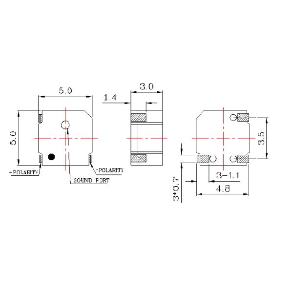 Highly Efficient 3V Car Reverse Buzzer , L5.0 X W5.0 X H3.0 mm Front Door Buzzer