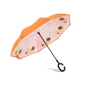 Children Reverse Inverted Umbrella Cartoon Art Print Manual Open Control
