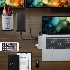 Thunderbolt 3 dual usb-c hub with SD Card reader for 2016 / 2017 / 2018MacBook