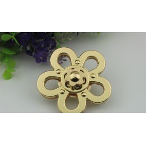 Free Sample High Polished Gold Plated Flower Shape Bag Turn Twist Lock For
