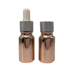 Electroplated 5ml 0.25oz Cosmetic Dropper Bottles With Screw Caps