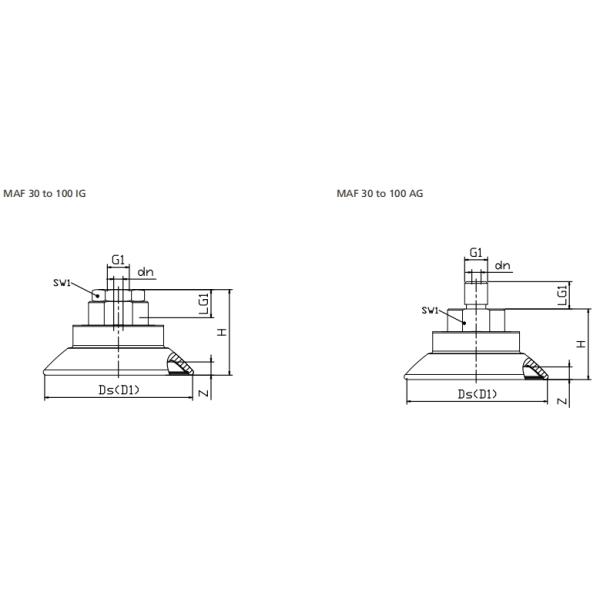 Special Groove Design Vacuum Suction Cups MAF For Handling Metal Sheets